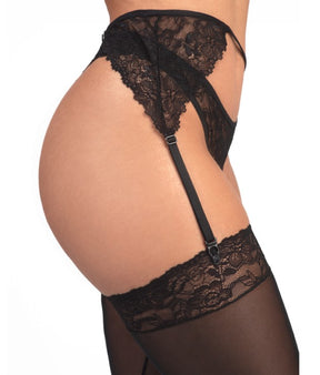 Conjunto sensual com cinta liga e meia em tule – Beverly