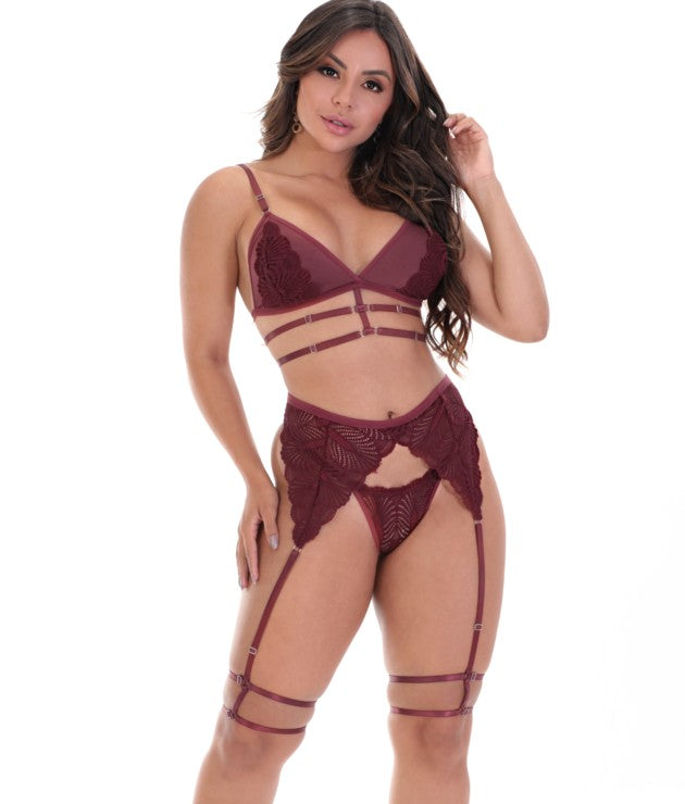 Conjunto sexy com cinta liga e perneira – Adele